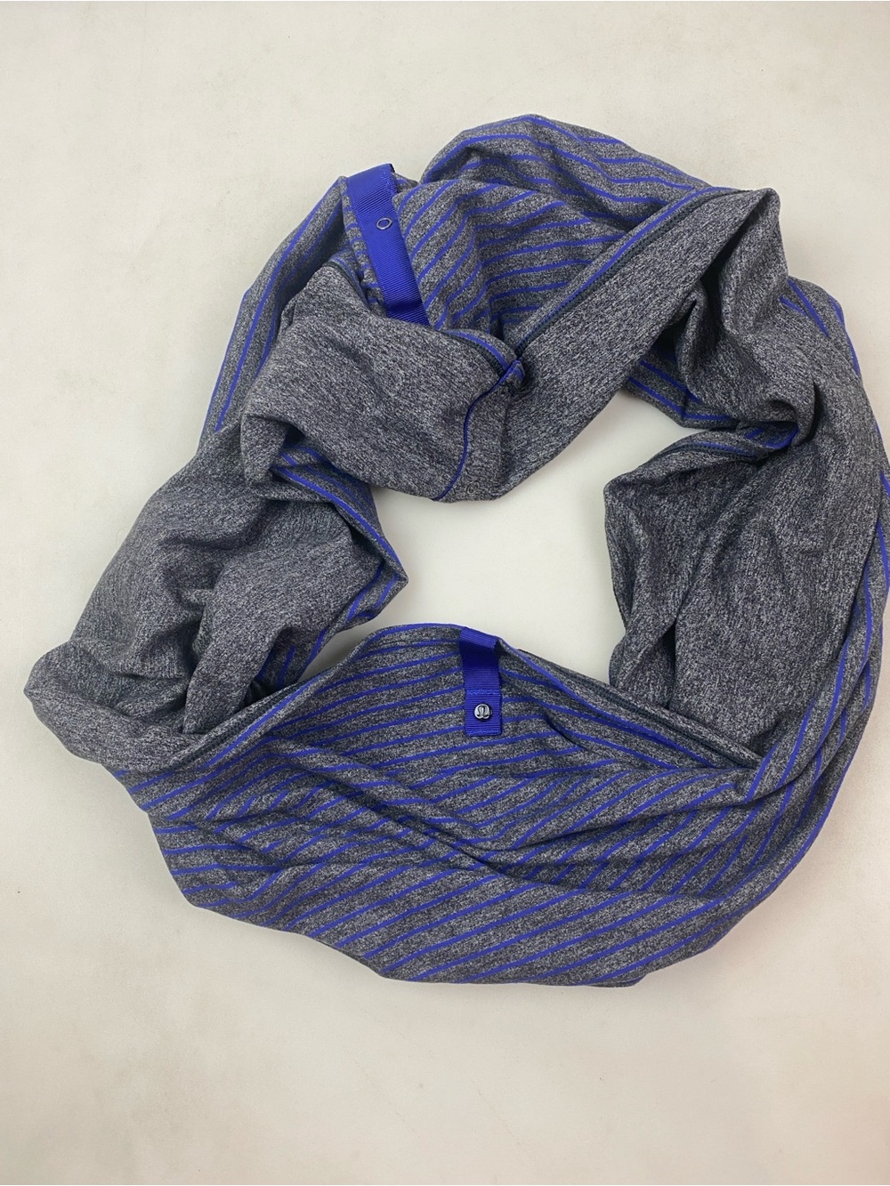Lululemon Vinyasa Scarf Gray Blue Stripe One Size